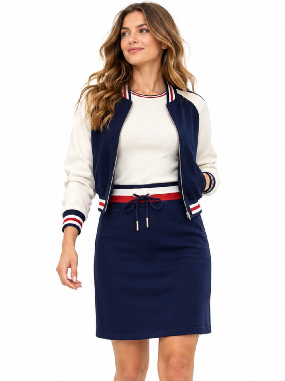 Tommy Hilfiger Vintage 90s Y2K Sporty A-Line Mini Skirt Navy Red White Stripe S